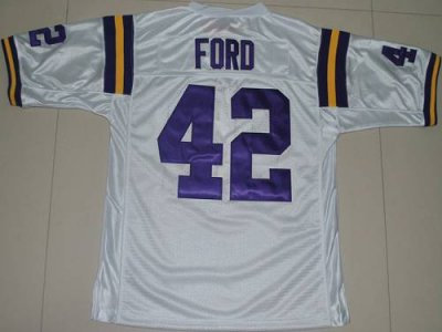 LSU Tigers #42 Michael Ford White Embroidered NCAA Jersey
