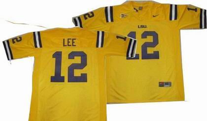 NCAA LSU Tigers 12 LEE yellow jerseys