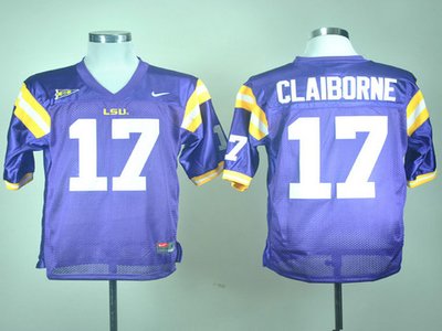 Nike LSU Tigers Morris Claiborne 17 Purple College Football Jerseys