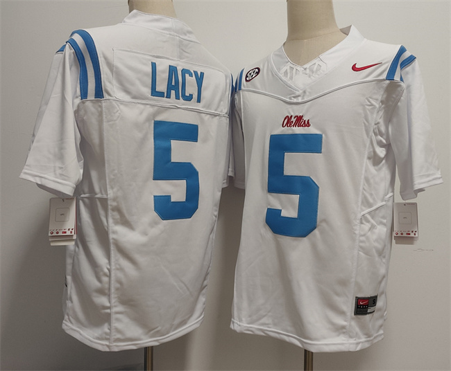 Men's Ole Miss Rebels #5 Kewan Lacy White 2026 F.U.S.E. Stitched jersey
