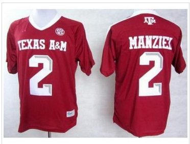 Texas A&M Aggies 2 Johnny Manziel Red College Football Techfit NCAA Jerseys