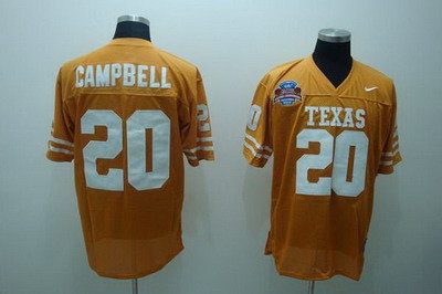 Longhorns #20 Earl Campbell Orange Embroidered NCAA Jersey