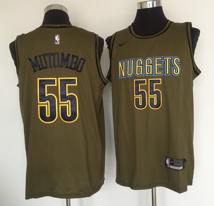 Nuggets #55 Dikembe Mutombo Olive Nike Swingman Jersey