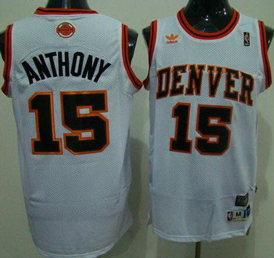 Denver Nuggets 15 Carmelo Anthony White Throwback Jerseys Denver Nuggets 15 Carmelo Anthony White Throwback Jerseys