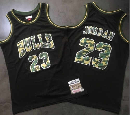 Bulls #23 Michael Jordan Black Camo Stitched Basketball Jersey