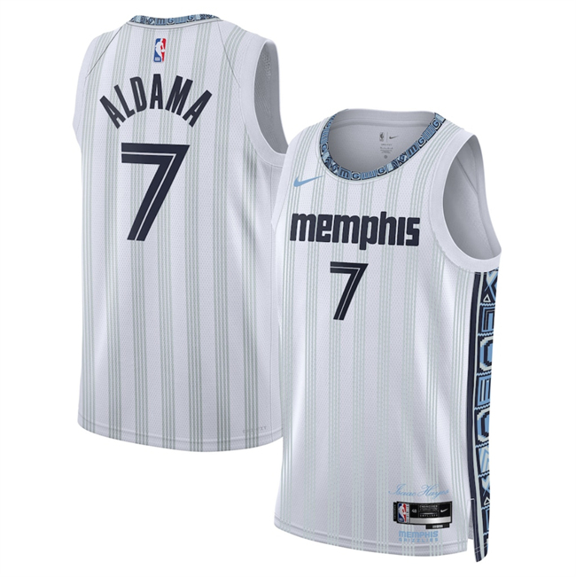 Men's Memphis Grizzlies #7 Santi Aldama White 2025 26 City Edition Stitched Basketball Jersey