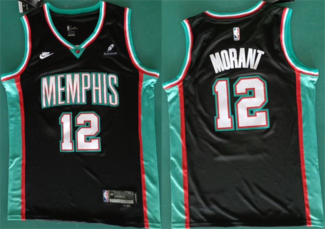 Men's Memphis Grizzlies #12 Ja Morant Black 2025 Classic Edition Stitched Basketball Jersey Men's Memphis Grizzlies #12 Ja Morant Black 2025 Classic Edition Stitched Basketball Jersey