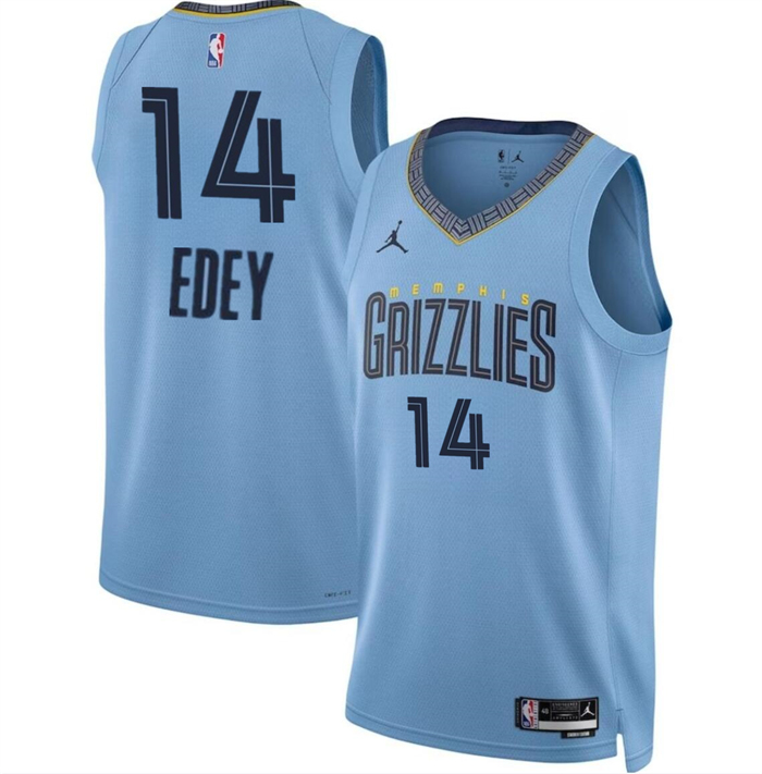 Men's Memphis Grizzlies #14 Zach Edey Blue 2024 Draft Statement Edition Stitched Jersey Men's Memphis Grizzlies #14 Zach Edey Blue 2024 Draft Statement Edition Stitched Jersey