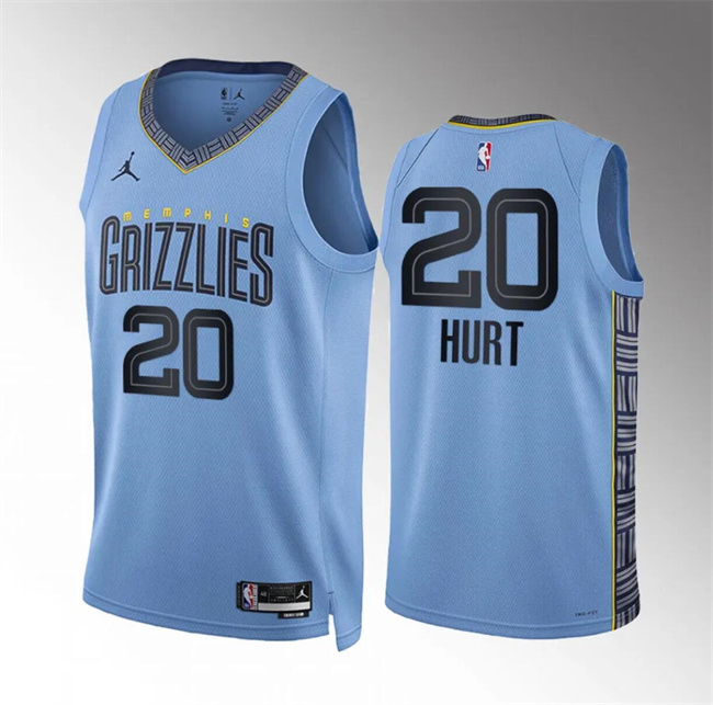 Men's Memphis Grizzlies #20 Matthew Hurt Blue Statement Edition Stitched Jersey Men's Memphis Grizzlies #20 Matthew Hurt Blue Statement Edition Stitched Jersey
