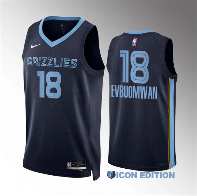 Men's Memphis Grizzlies #18 Tosan Evbuomwan Navy Icon Edition Stitched Jersey Men's Memphis Grizzlies #18 Tosan Evbuomwan Navy Icon Edition Stitched Jersey