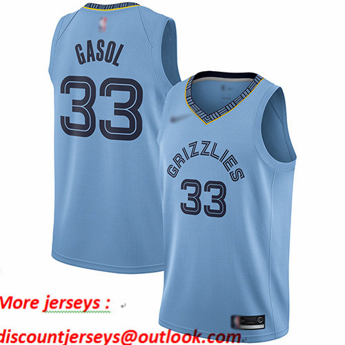 Grizzlies #33 Marc Gasol Light Blue Basketball Swingman Statement Edition Jersey