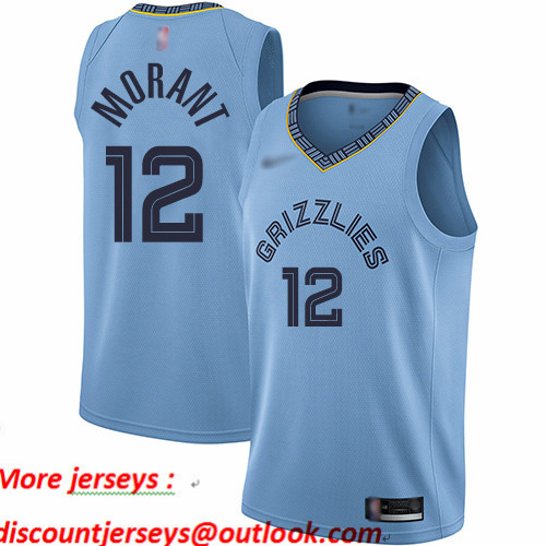 Grizzlies #12 Ja Morant Light Blue Basketball Swingman Statement Edition Jersey