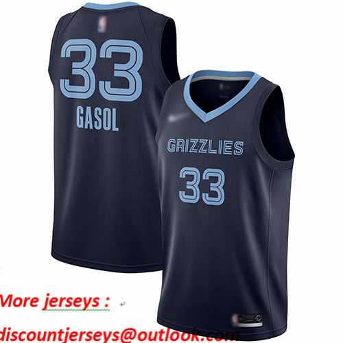 Grizzlies #33 Marc Gasol Navy Blue Basketball Swingman Icon Edition Jersey