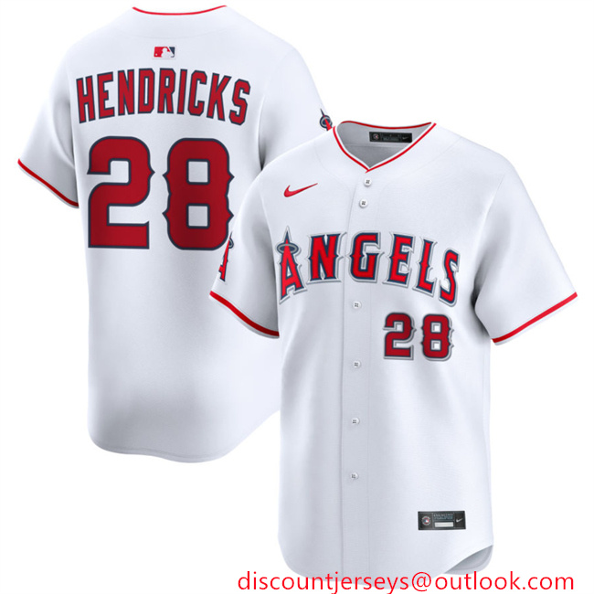 Men's Los Angeles Angels #28 Kyle Hendricks White 2024 Home Limited Stitched Baseball Jersey