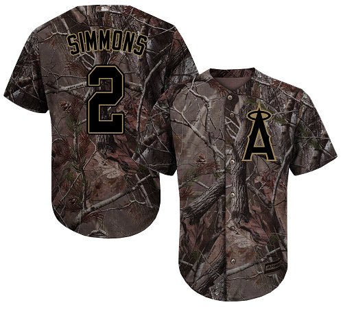 Angels of Anaheim #2 Andrelton Simmons Camo Realtree Collection Cool Base Stitched Baseball Jersey