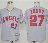 Los Angeles Angels 27 Mike Trout Grey MLB Jerseys