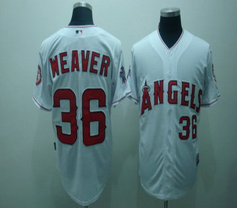 Los Angeles Angels 36 Jered Weaver White Jerseys Cool base Stitched MLB Jersey