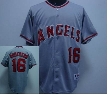 Los Angeles Angels of Anaheim &16 Garrett Anderson gray mlb Jersey