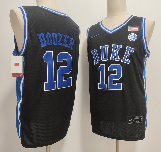 Men's Duke Blue Devils #12 Cameron Boozer Black Stitched Basketball Jersey Men's Duke Blue Devils #12 Cameron Boozer Black Stitched Basketball Jersey