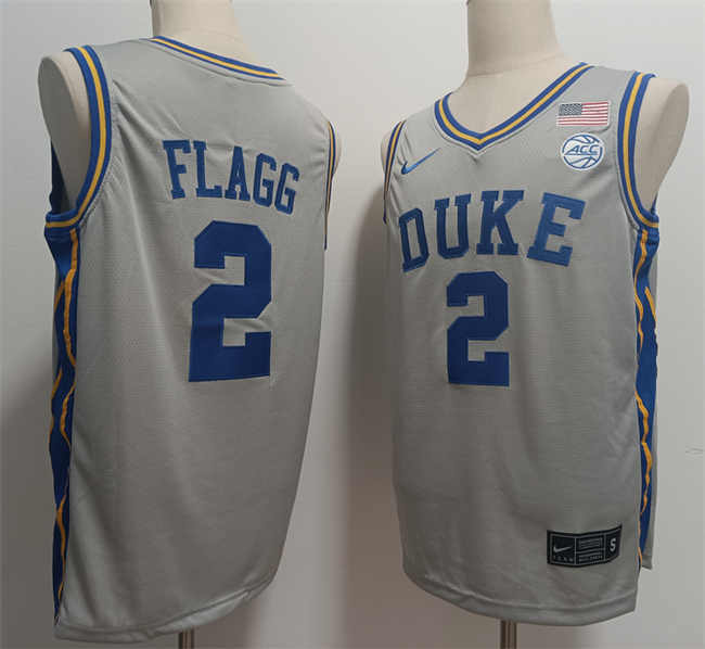 Men's Duke Blue Devils #2 Cooper Flagg Grey Stitched Basketball Jersey Men's Duke Blue Devils #2 Cooper Flagg Grey Stitched Basketball Jersey