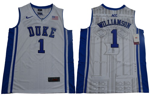 Blue Devils #1 Zion Williamson White Blue Basketball Elite Stitched NCAA Jersey Blue Devils #1 Zion Williamson White Blue Basketball Elite Stitched NCAA Jersey