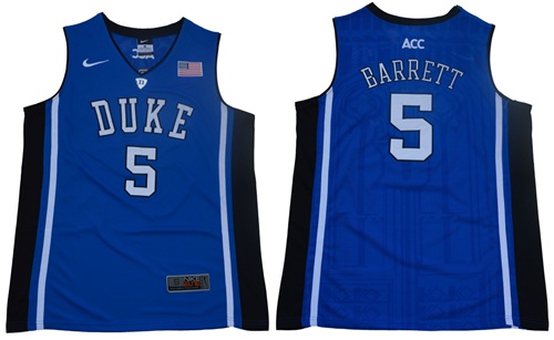 Blue Devils #5 R.J. Barrett Blue Black Basketball Elite Stitched NCAA Jersey Blue Devils #5 R.J. Barrett Blue Black Basketball Elite Stitched NCAA Jersey