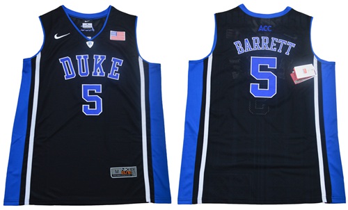 Blue Devils #5 R.J. Barrett Black Blue Basketball Elite Stitched NCAA Jersey Blue Devils #5 R.J. Barrett Black Blue Basketball Elite Stitched NCAA Jersey