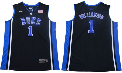 Blue Devils #1 Zion Williamson Black Blue Basketball Elite Stitched Blue Devils #1 Zion Williamson Black Blue Basketball Elite Stitched