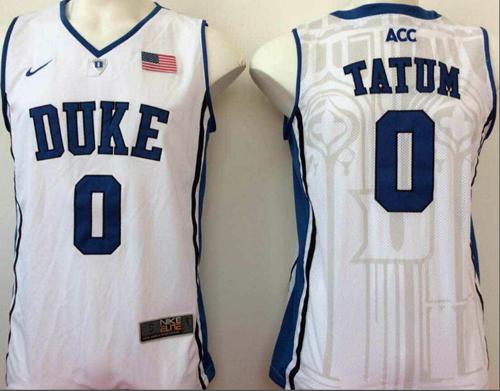 Blue Devils #0 Jayson Tatum White Basketball Stitched NCAA Jersey Blue Devils #0 Jayson Tatum White Basketball Stitched NCAA Jersey