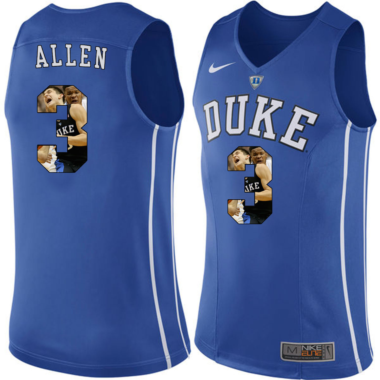 Duke Blue Devils 3 Grayson Allen Blue With Portrait Print College Basketball Jersey2 Duke Blue Devils 3 Grayson Allen Blue With Portrait Print College Basketball Jersey2