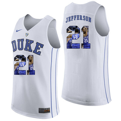 Duke Blue Devils 21 Amile Jefferson White With Portrait Print College Basketball Jersey3 Duke Blue Devils 21 Amile Jefferson White With Portrait Print College Basketball Jersey3