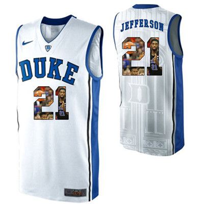 Duke Blue Devils 21 Amile Jefferson White With Portrait Print College Basketball Jersey2 Duke Blue Devils 21 Amile Jefferson White With Portrait Print College Basketball Jersey2