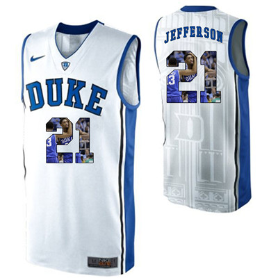 Duke Blue Devils 21 Amile Jefferson White With Portrait Print College Basketball Jersey Duke Blue Devils 21 Amile Jefferson White With Portrait Print College Basketball Jersey