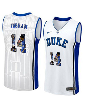 Duke Blue Devils 14 Brandon Ingram White With Portrait Print College Basketball Jersey3 Duke Blue Devils 14 Brandon Ingram White With Portrait Print College Basketball Jersey3
