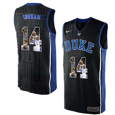 Duke Blue Devils 14 Brandon Ingram Black With Portrait Print College Basketball Jersey2 Duke Blue Devils 14 Brandon Ingram Black With Portrait Print College Basketball Jersey2
