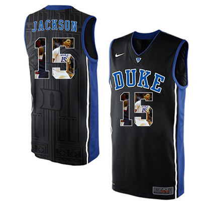 Duke Blue Devils 15 Frank Jackson Black With Portrait Print College Basketball Jersey2 Duke Blue Devils 15 Frank Jackson Black With Portrait Print College Basketball Jersey2
