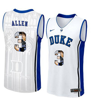 Duke Blue Devils 3 Grayson Allen White With Portrait Print College Basketball Jersey3 Duke Blue Devils 3 Grayson Allen White With Portrait Print College Basketball Jersey3