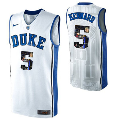 Duke Blue Devils 5 Luke Kennard White With Portrait Print College Basketball Jersey2 Duke Blue Devils 5 Luke Kennard White With Portrait Print College Basketball Jersey2