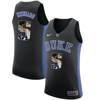 Duke Blue Devils 5 Luke Kennard Black With Portrait Print College Basketball Jersey4