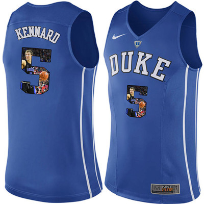 Duke Blue Devils 5 Luke Kennard Blue With Portrait Print College Basketball Jersey4