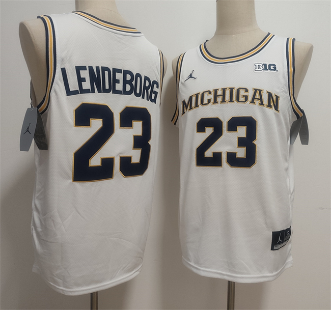 Men's Michigan Wolverines #23 Yaxel Lendeborg White 2025 Vapor Limited Stitched Football Jersey