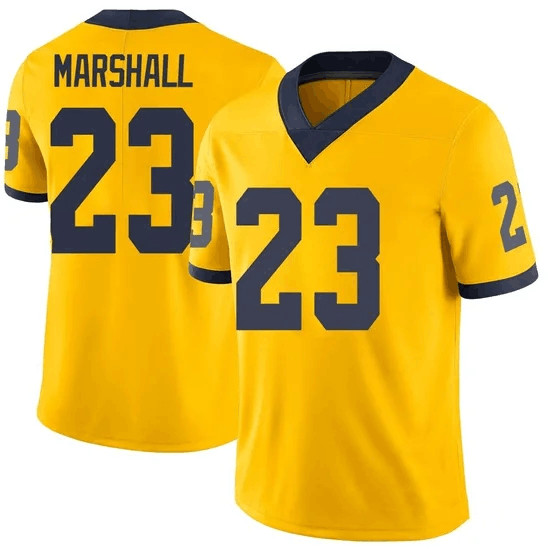 Men's Michigan Wolverines #23 Jordan Marshall Yellow Stitched Football Jersey Men's Michigan Wolverines #23 Jordan Marshall Yellow Stitched Football Jersey