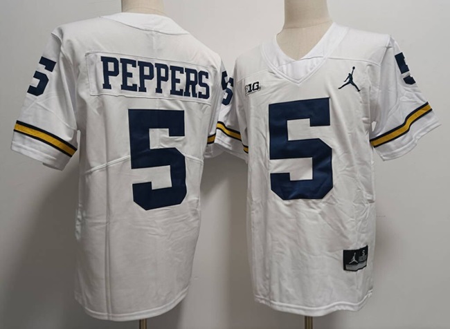 Men's Michigan Wolverines #5 Jabrill Peppers White Stitched Jersey Men's Michigan Wolverines #5 Jabrill Peppers White Stitched Jersey