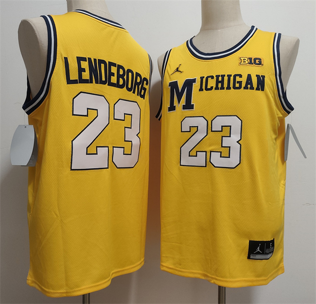 Men's Michigan Wolverines #23 Yaxel Lendeborg Yellow 2026 Vapor Limited Stitched Football