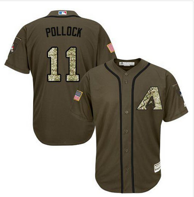 Diamondbacks #11 A. J. Pollock Green Salute to Service Stitched MLB Jersey