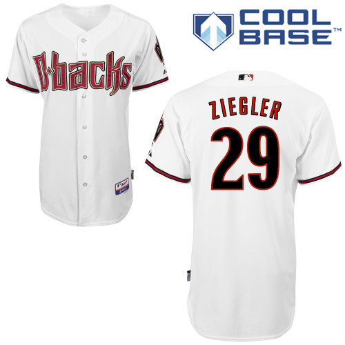 Arizona Diamondbacks #29 Ziegler White Authentic Personalized Home cool Jersey