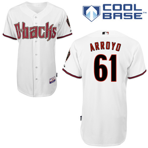 Arizona Diamondbacks #61 Arroyo White Authentic Personalized Home cool Jersey Arizona Diamondbacks #61 Arroyo White Authentic Personalized Home cool Jersey