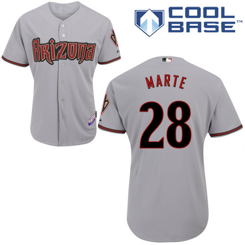 Arizona Diamondbacks #28 Marte Grey Authentic Personalized Road cool Jersey