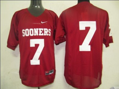 Sooners #7 Red Embroidered NCAA Jersey