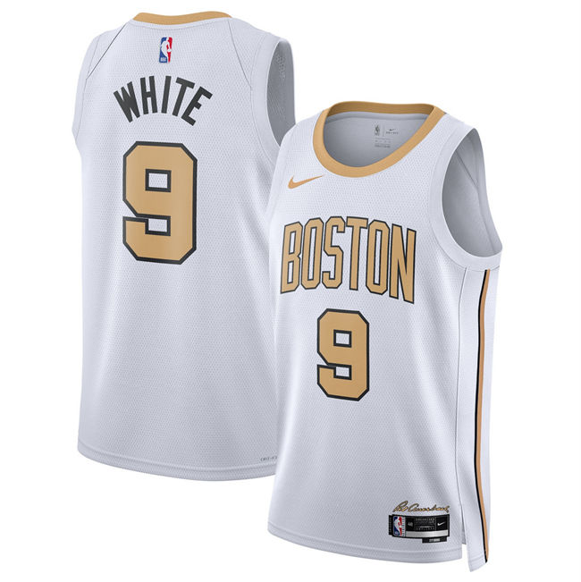Men's Boston Celtics #9 Derrick White White 2025 26 City Edition Stitched Basketball Jersey